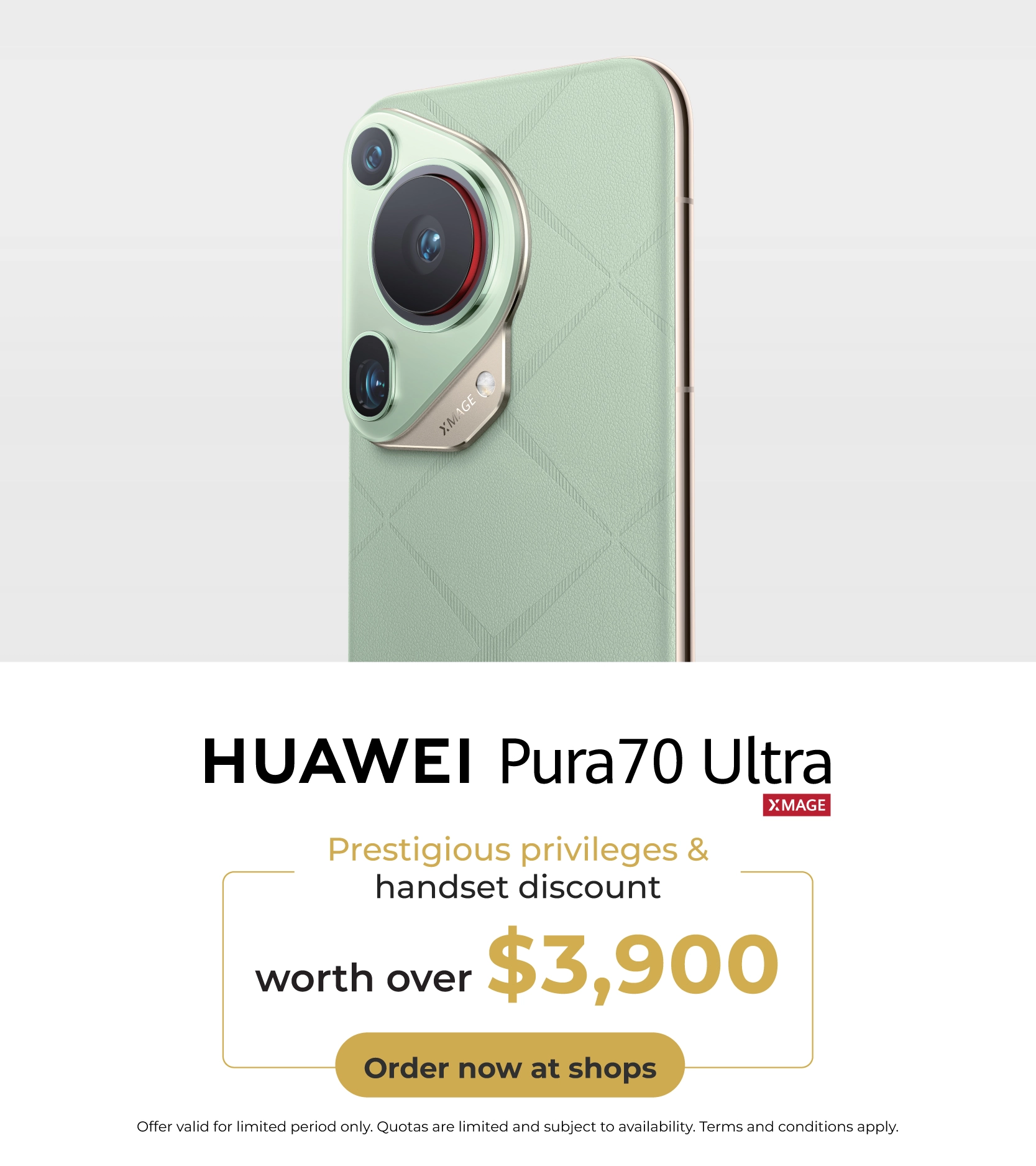 $0 Handset price, monthly fee $348 to enjoy HUAWEI Pura 70 Series, Free delivery.