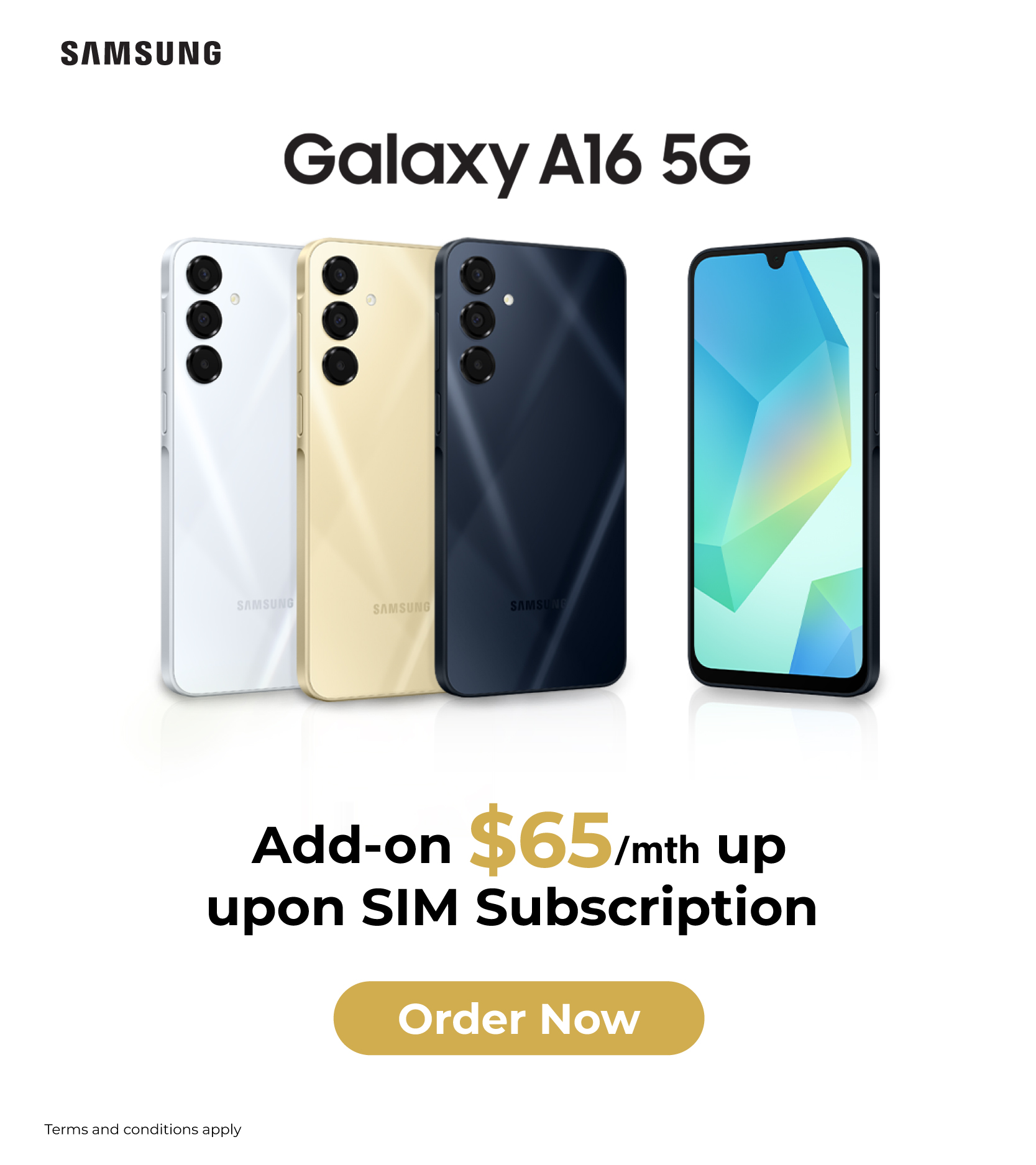 $0機價，月費$238，享Samsung Galaxy A16 5G，免費送貨，直送到手