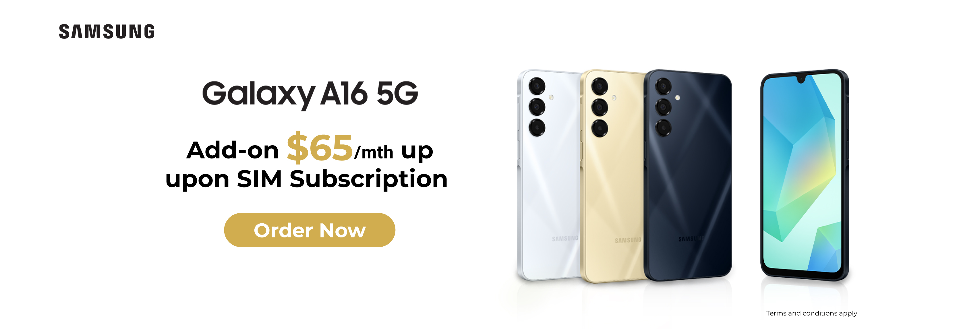 $0 Handset price, Monthly fee $238 to enjoy Samsung Galaxy A16 5G. Free delivery.